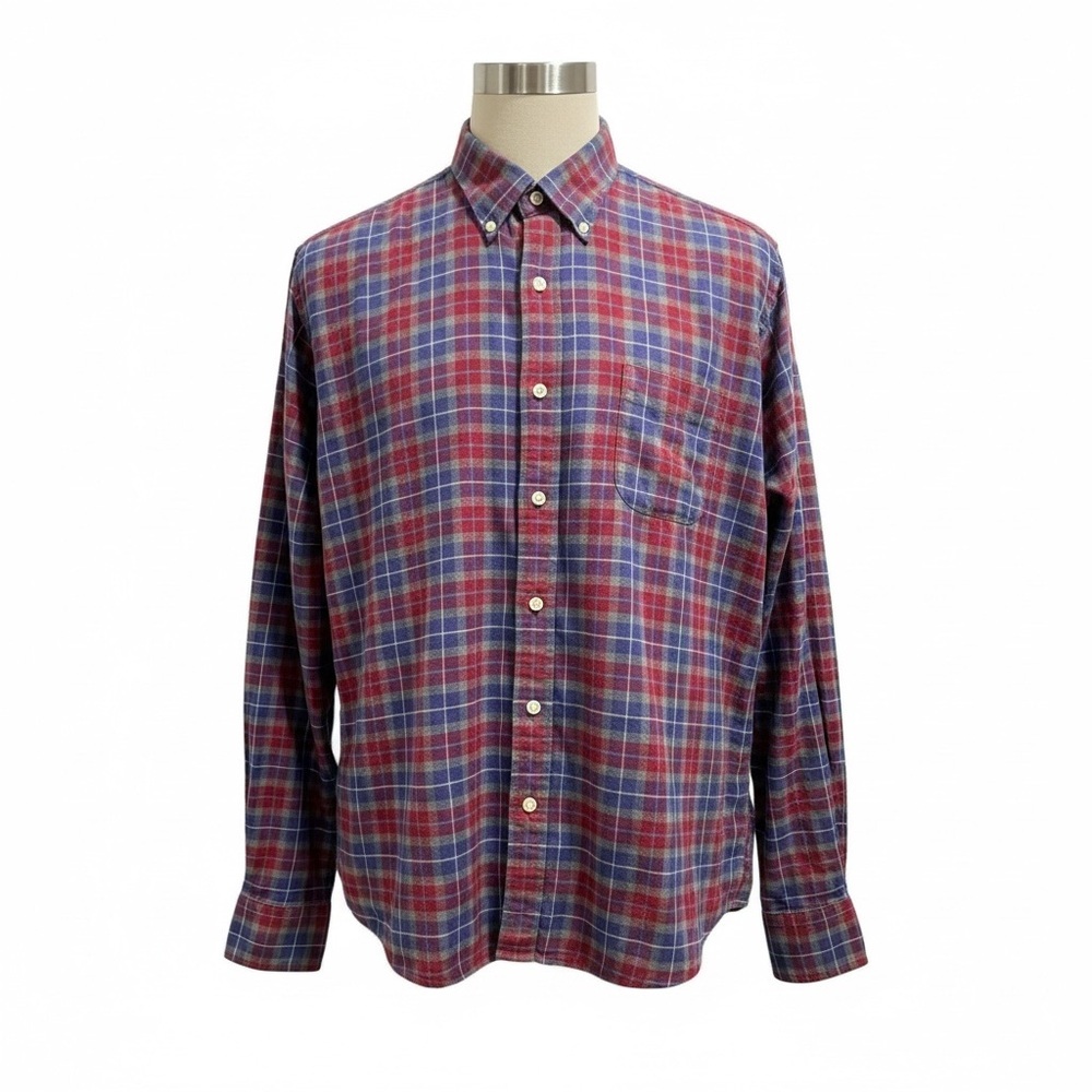 PETER MILLAR ✘ Autumn Soft Beaumont Cotton Sport Button Shirt Red Blue Plaid XL - Picture 5 of 13